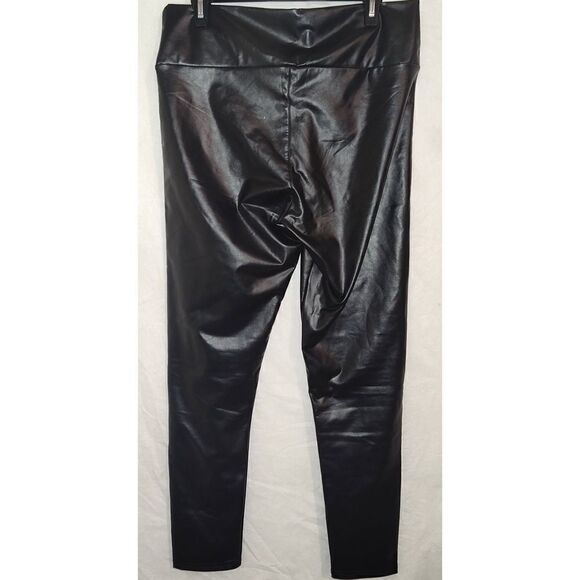 Tagoo Womens Faux Leather Pull On Jeggings Legging Pants Shiny Black 2XL - Picture 2 of 3